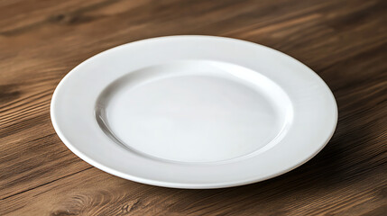 white plate isolated on a wooden table