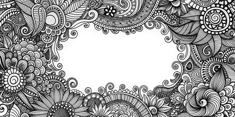 Whimsical black and white doodle pattern