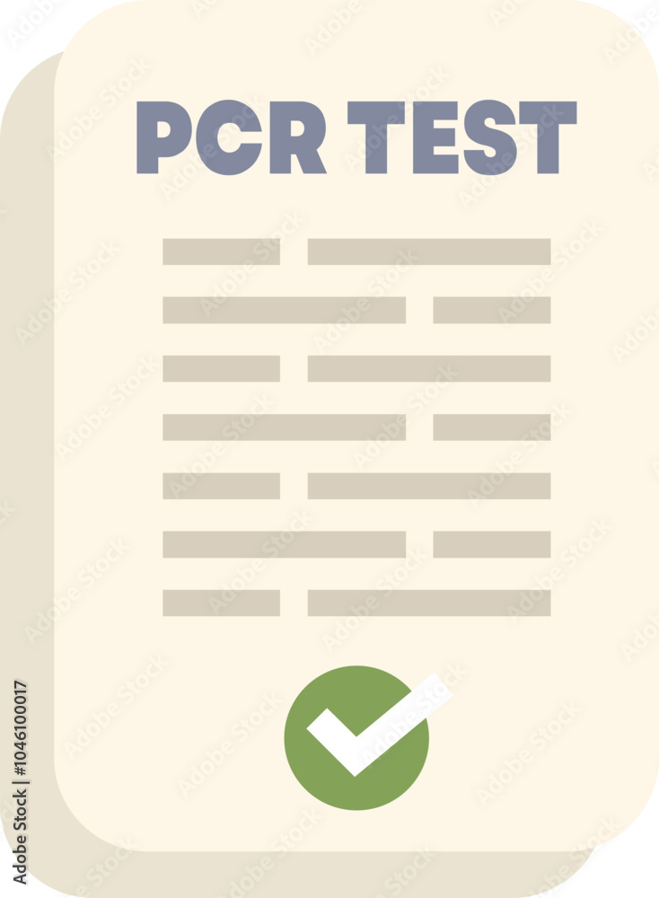 Poster document is showing negative pcr test result, confirmed by a green check mark icon