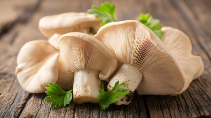 Fototapeta premium oyster mushrooms isolated on a wooden table