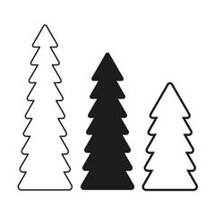 Tree icon set. Simple geometric tree shapes. Minimalistic nature elements. Vector trees.