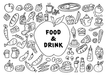 Food and drink hand drawn doodle line drawing vector element icon.