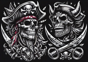 TRIBAL TATOO トライバル タトゥ 刺青 和柄 ドクロ 海賊 インディアン