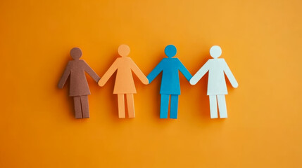 Social Network concept : People cut out of paper