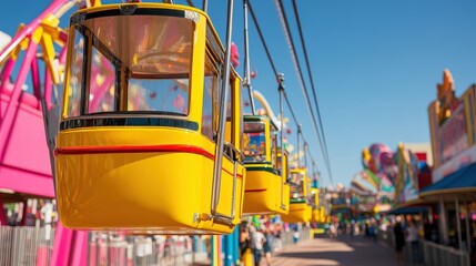Bright Amusement Park Rides Mockup with Colorful Atmosphere
