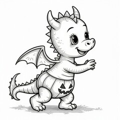 Fototapeta premium Dragon Halloween Coloring Page