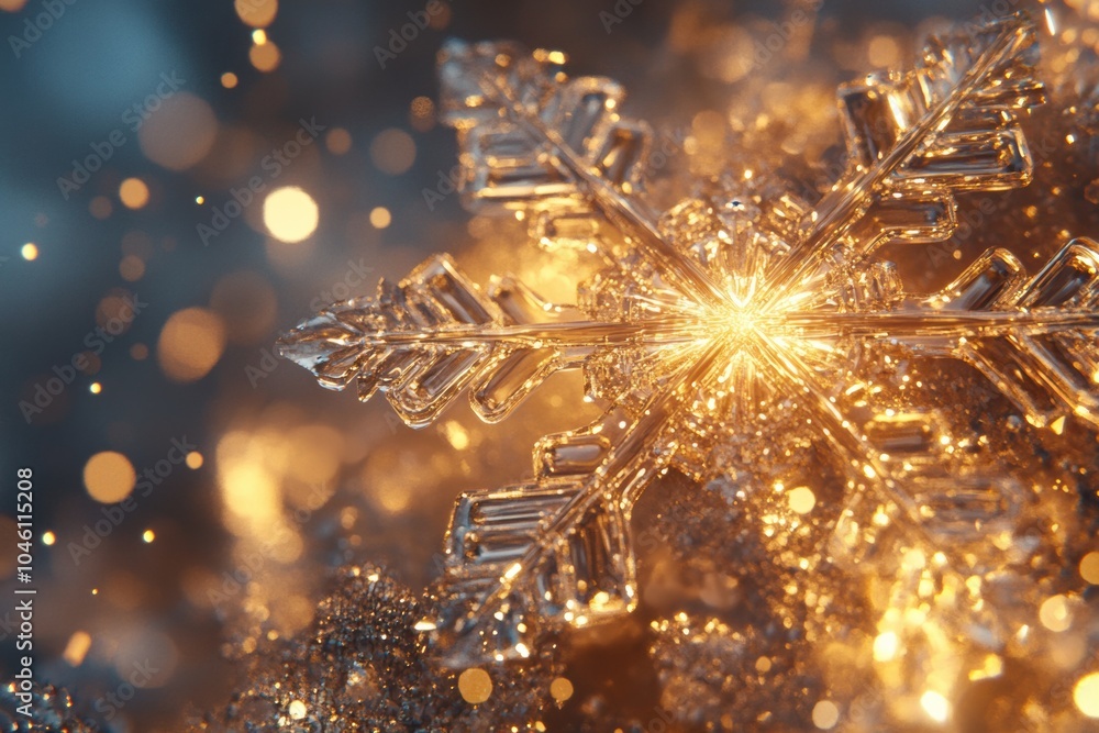 Poster abstract snowflake shapes emit glowing icy shades, creating a mesmerizing winter scene filled with s