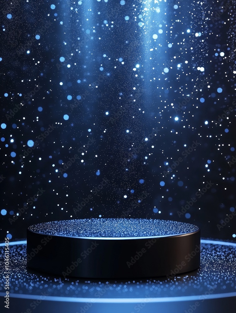 Aufkleber a stunning display of sparkling particles illuminating a black circular stage with a mystical atmosp
