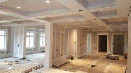 Interior of a new house, empty room with white walls