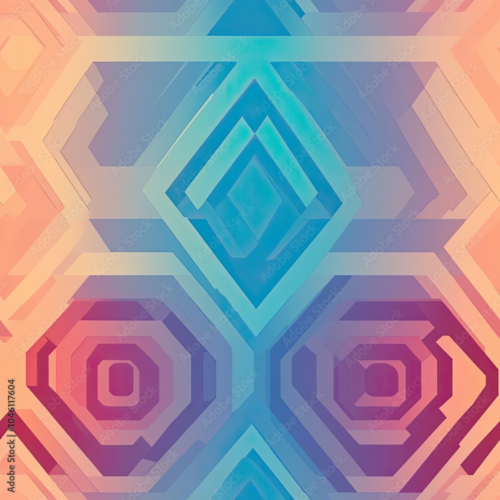 Poster abstract geometric pattern with gradient colors and overlapping shapes