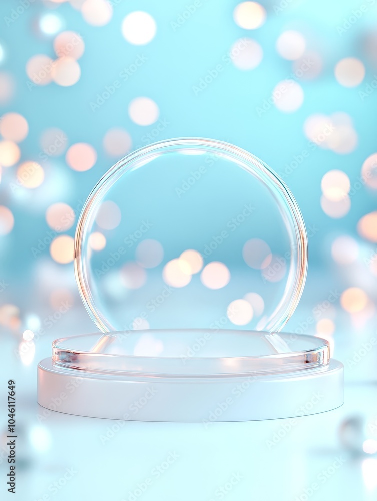 Poster elegant transparent sphere on a soft bokeh background for showcase and display purposes