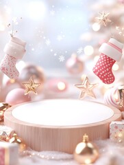 Charming holiday display with festive ornaments and cozy stockings perfect for seasonal celebrations and decorations