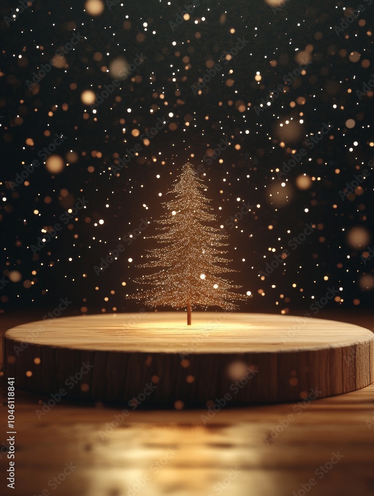 Poster sparkling festive tree illuminated by soft light creating a magical winter wonderland atmosphere wit