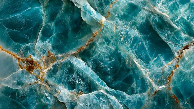 A close-up of teal and gold marble with intricate patterns