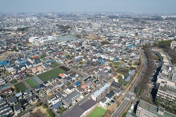 Obraz premium Blue sky and cityscape in Kanagawa, Japan
