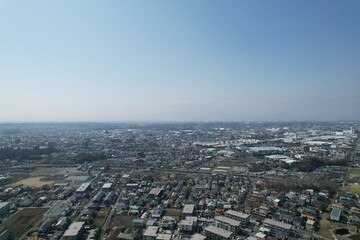 Blue sky and cityscape in Kanagawa, Japan