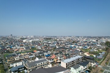 Blue sky and cityscape in Kanagawa, Japan