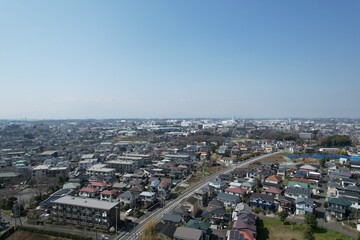 Fototapeta premium Blue sky and cityscape in Kanagawa, Japan