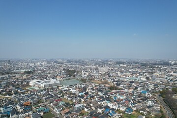 Blue sky and cityscape in Kanagawa, Japan
