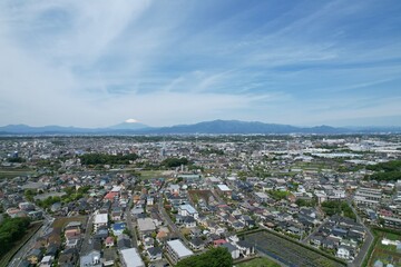 Blue sky and cityscape in Kanagawa, Japan
