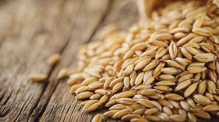 Obraz premium Barley Grains isolated on a wooden table