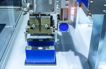automatic robot arm at industrial manufacture factory of lithium battery