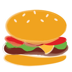 Colorful cheeseburger with toppings illustration Vector