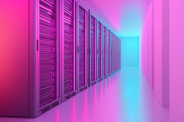 Fototapeta premium Beams of light connecting storage modules to a large digital cloud deployment blueprint futuristic tone colored pastel