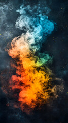 Colorful smoke rising against a dark background.