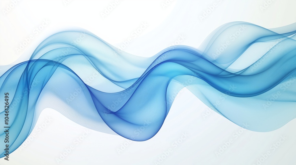 Poster blue waves on a white background, a vector illustration in the style of abstract lines and shapes, a