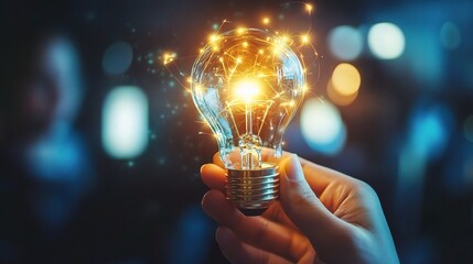 Glowing Light Bulb with Creative Sparks