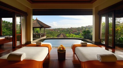 Fototapeta premium Tranquil Spa Room with Scenic View