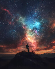 Fototapeta premium mage for Lo-Fi music Fantasy Shooting star Lo-Fi music picture The background that goes well with the lo-fi music genre 4:5 Generative AI