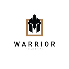 Spartan logo, barbarian warrior badge design simple silhouette spartan war helmet vector