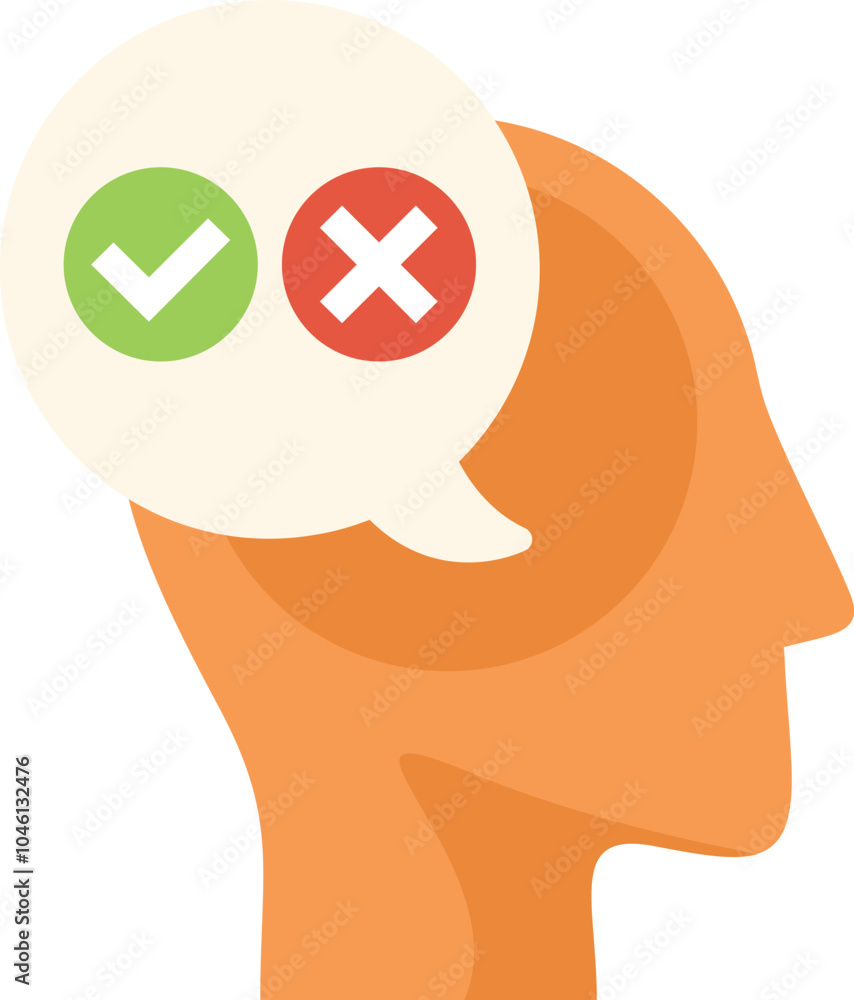 Poster this vector illustration shows the concept of decision making with a human head and a speech bubble 