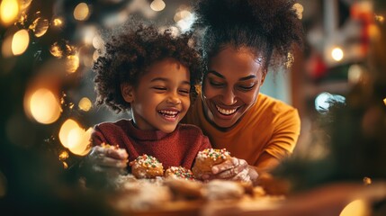 Naklejka premium Joyful Moments of Baking Cookies for the Holidays