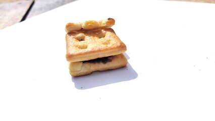 crispy biscuits with white background