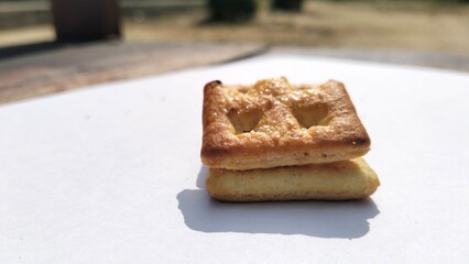 crispy biscuits with white background