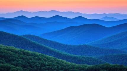 Fototapeta premium Serene Blue Mountain Landscape at Dusk