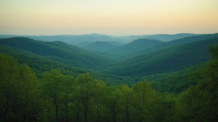 Obraz premium Serene Landscape of Rolling Green Hills at Dusk