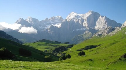 Fototapeta premium Majestic Mountain Landscape in Green Valley