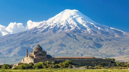 Majestic Mountain and Ancient Church Landscape
