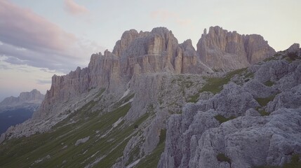 Fototapeta premium Majestic Mountain Range at Dusk in Dolomites
