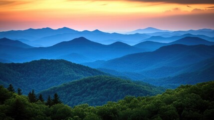 Fototapeta premium Serene Mountain Landscape at Sunset