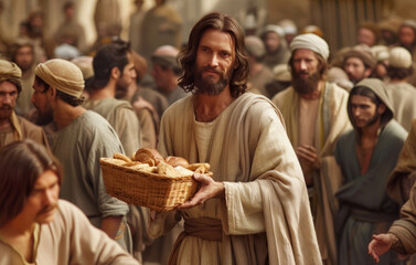 Holy Bible stories and legends, Jesus Christ feed 5000 poor people