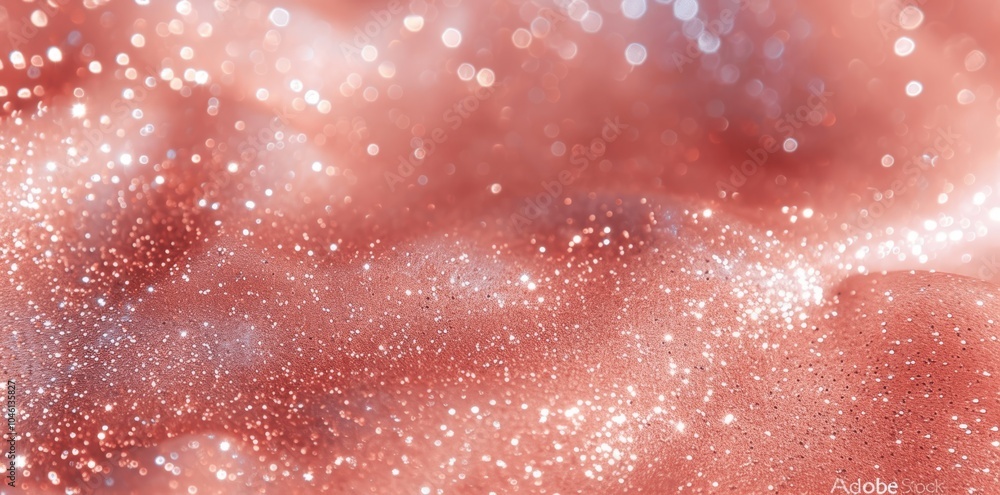 Poster peach fuzz glitter background with copy space for text