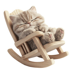 Adorable cat sleeping peacefully on a rocking chair
