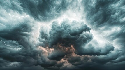 Naklejka premium Dramatic storm clouds gathering in a turbulent sky, nature's powerful display.