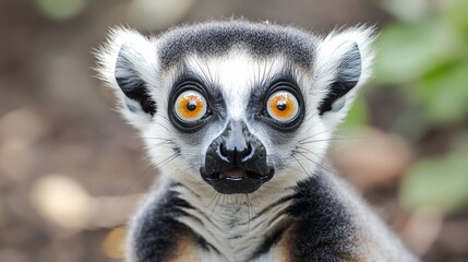 Obraz premium Mischievous Lemur Ring tailed lemur with bright eyes