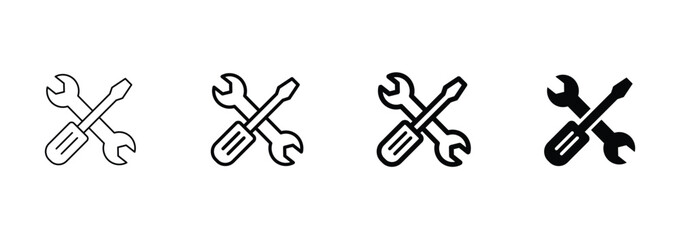 Wrench and Screwdriver icon set. Service, Repair Vector icon	